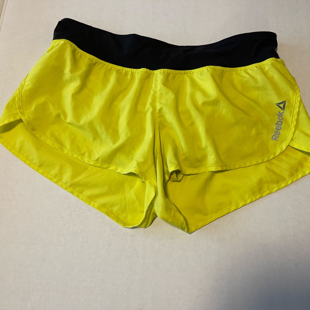 Reebok Neon Yellow Les Mills Shorts with Liner Medium